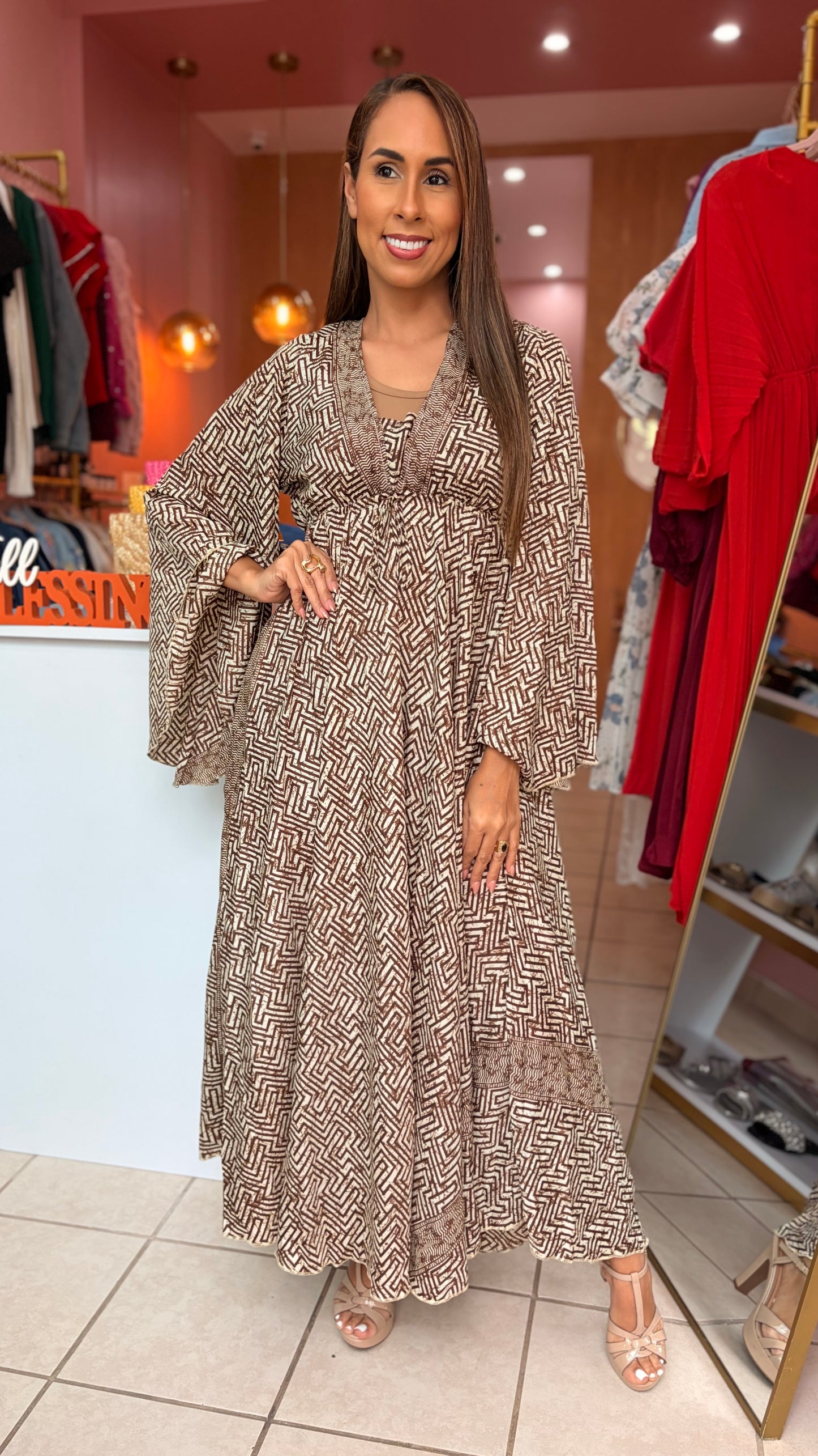 Taupe Boho Maxi Dress