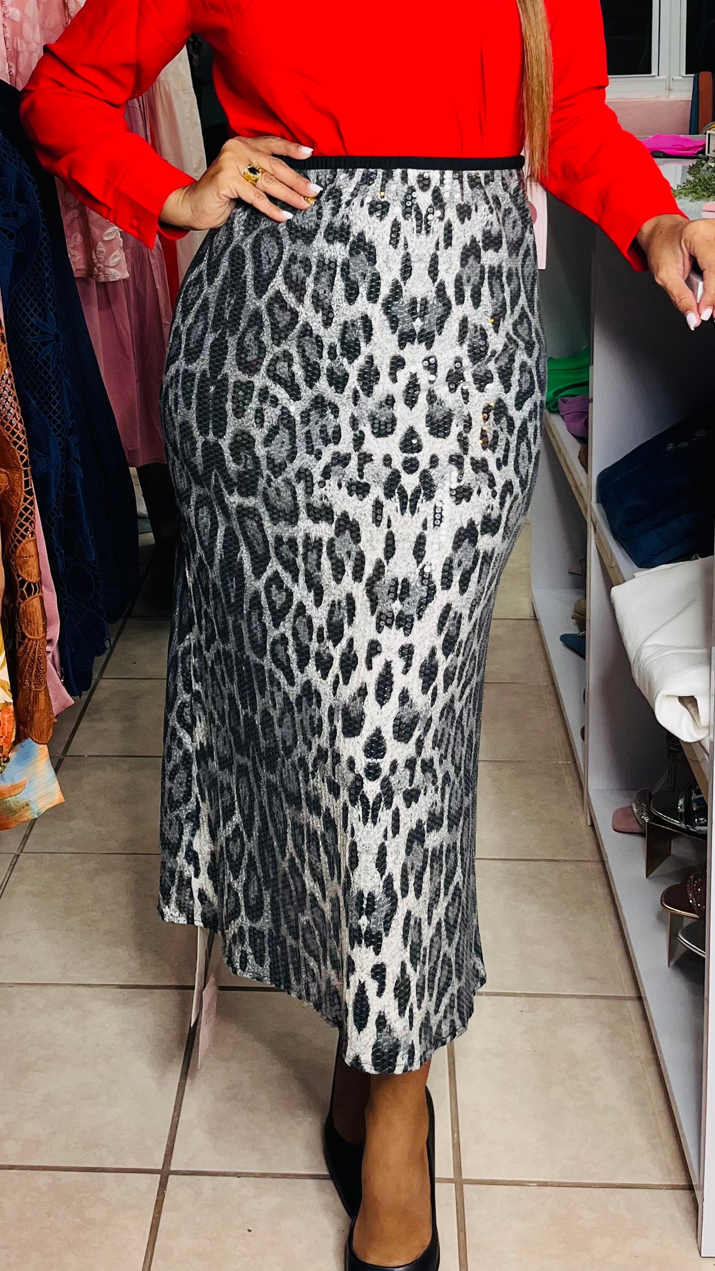 Black Animal Print Skirt