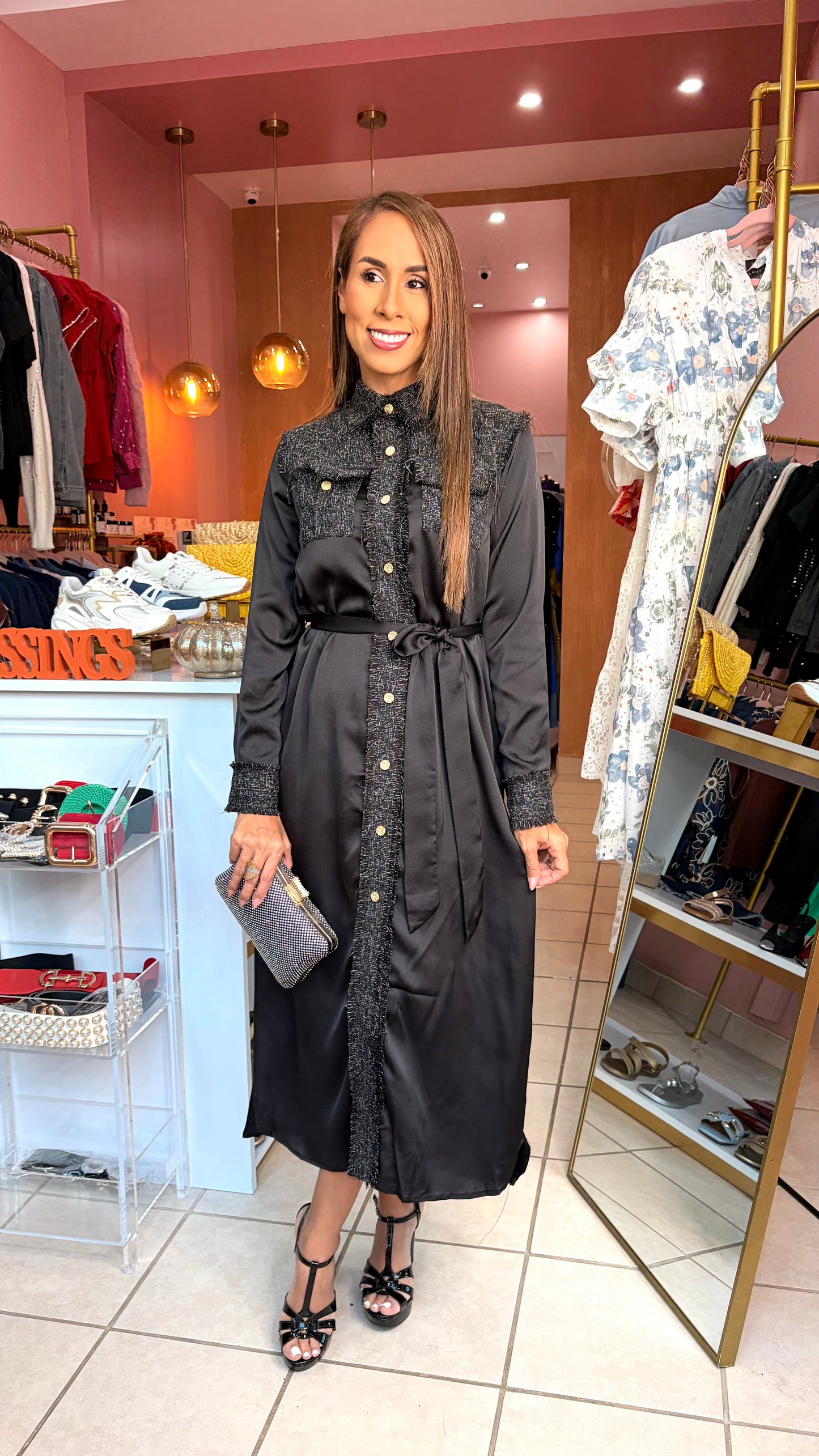 Button Down Satin Dress