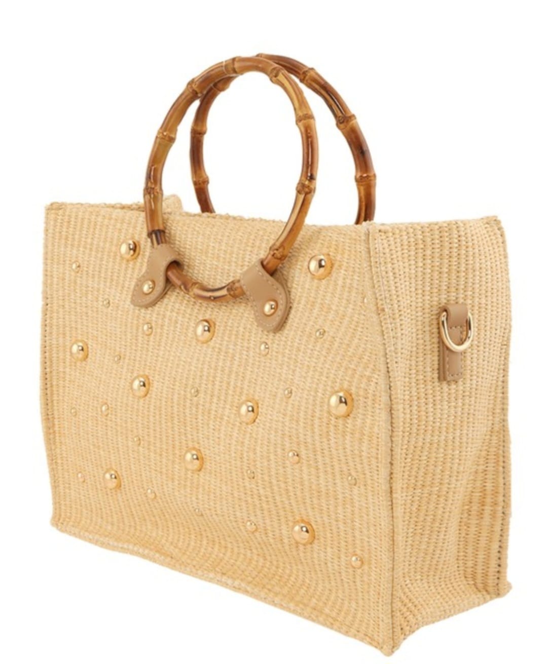 Wicker Tote Bag- Bamboo Handles