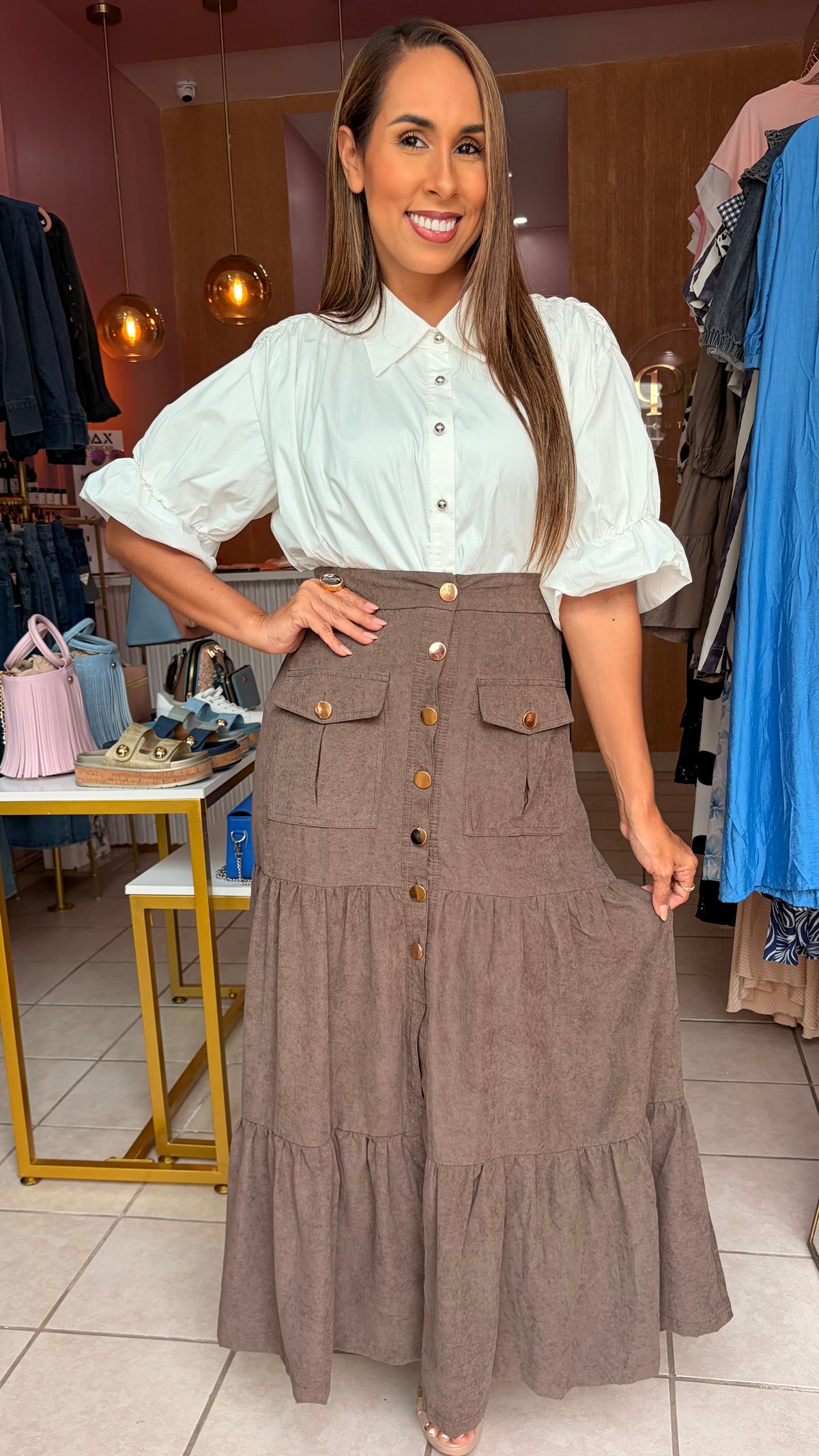 Savannah Button Maxi Skirt