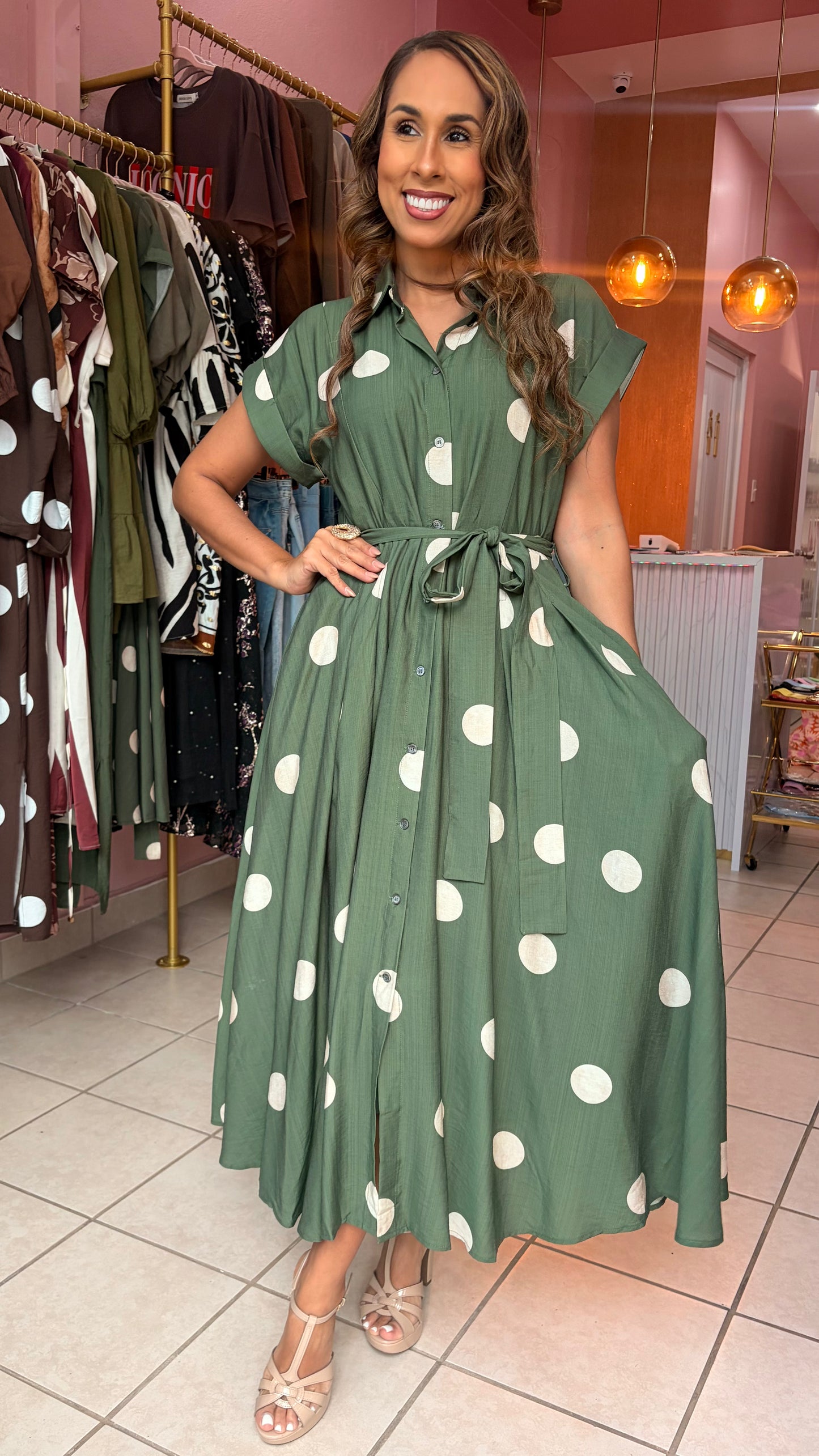 Olive Dots Dress