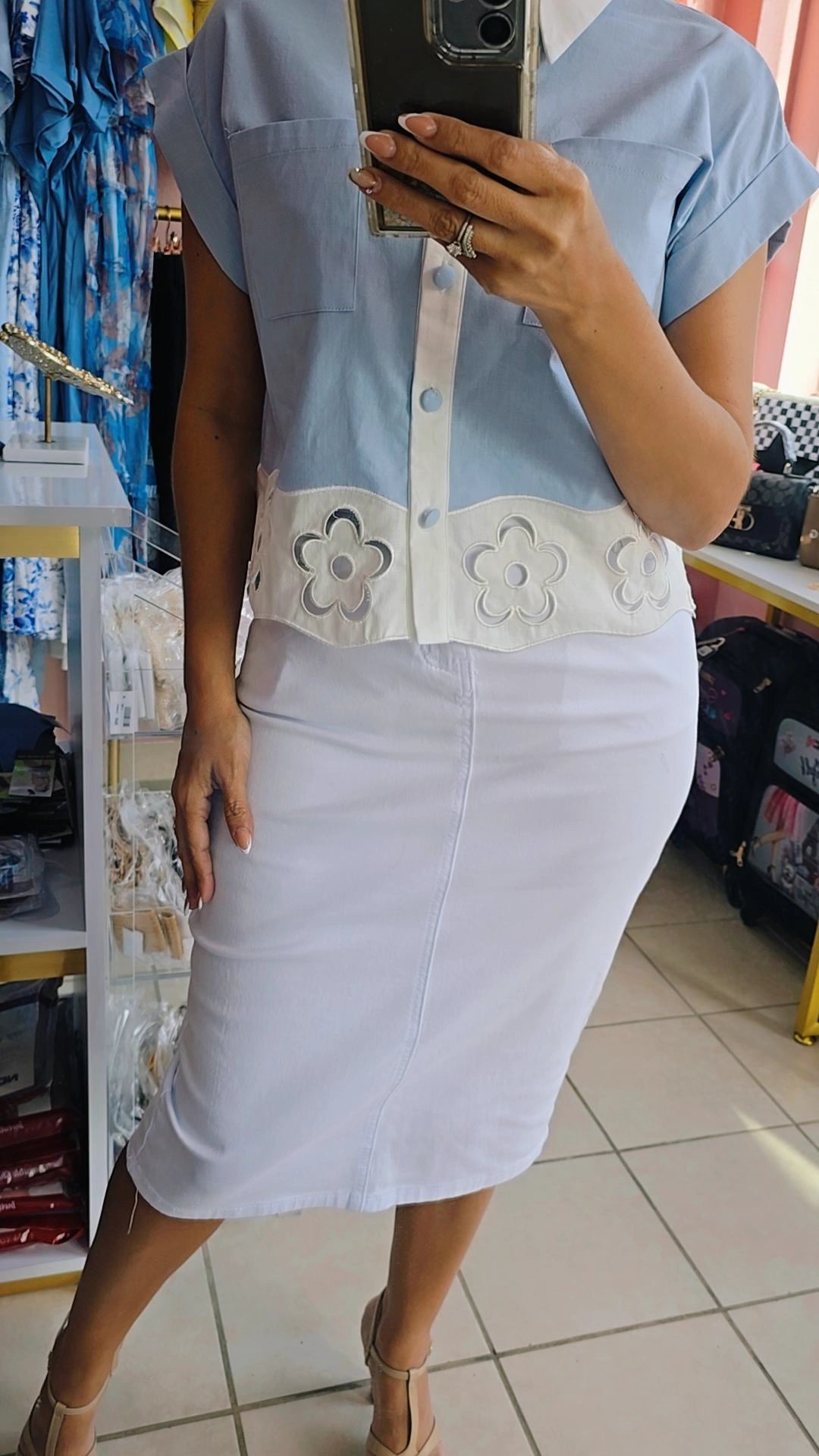 White Denim Skirt