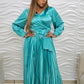 Turquoise Pleated Maxi Set