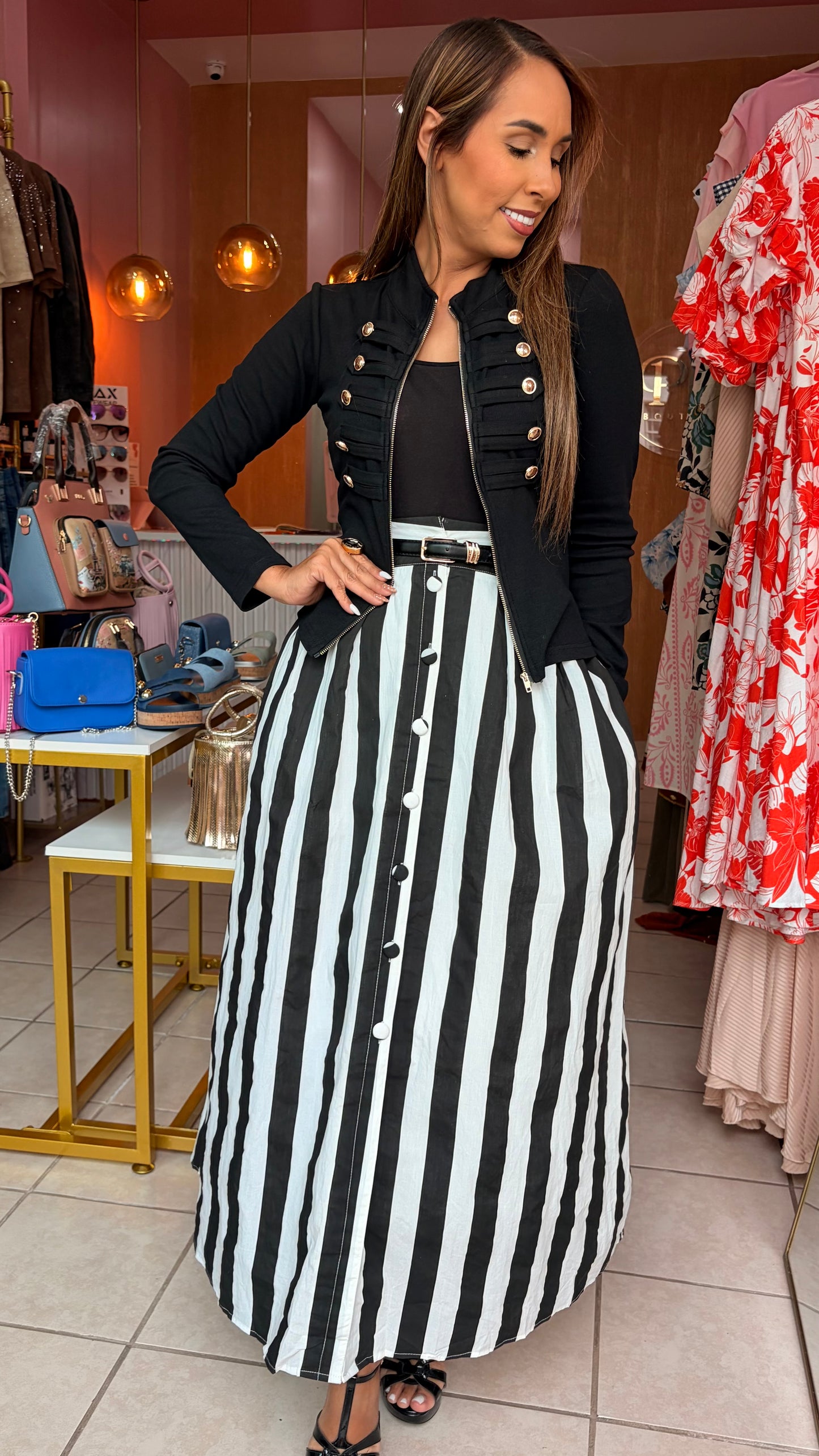 Black Stripe Skirt