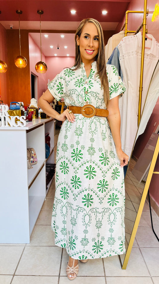 Printed Green Maxi Dress