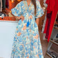 Blue & Peach Boho Maxi Dress