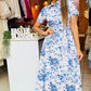 Printed Blue Midi Dress