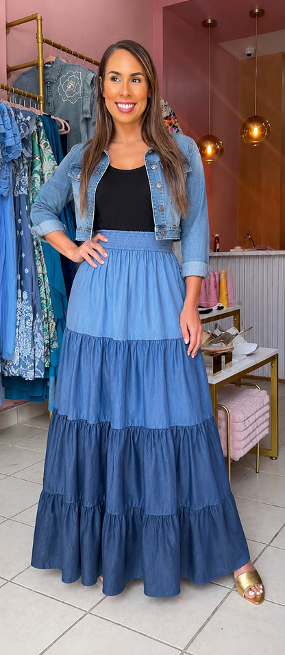 Black/Denim Maxi Dress