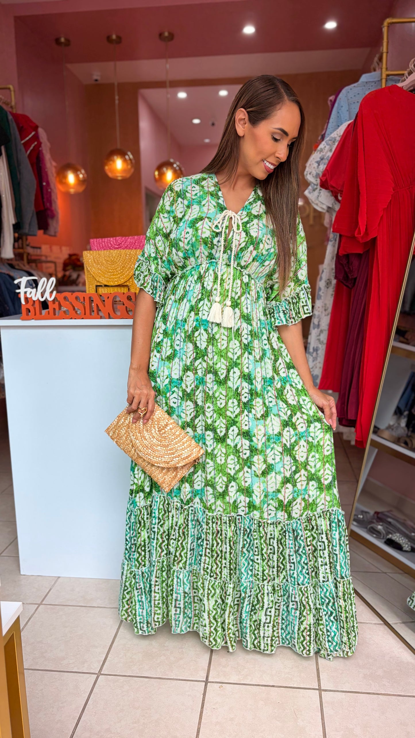 Green Boho Maxi Dress
