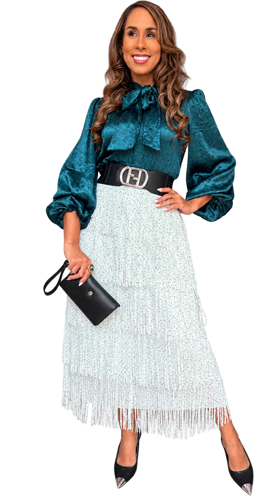 Amélie Bow Blouse-Teal