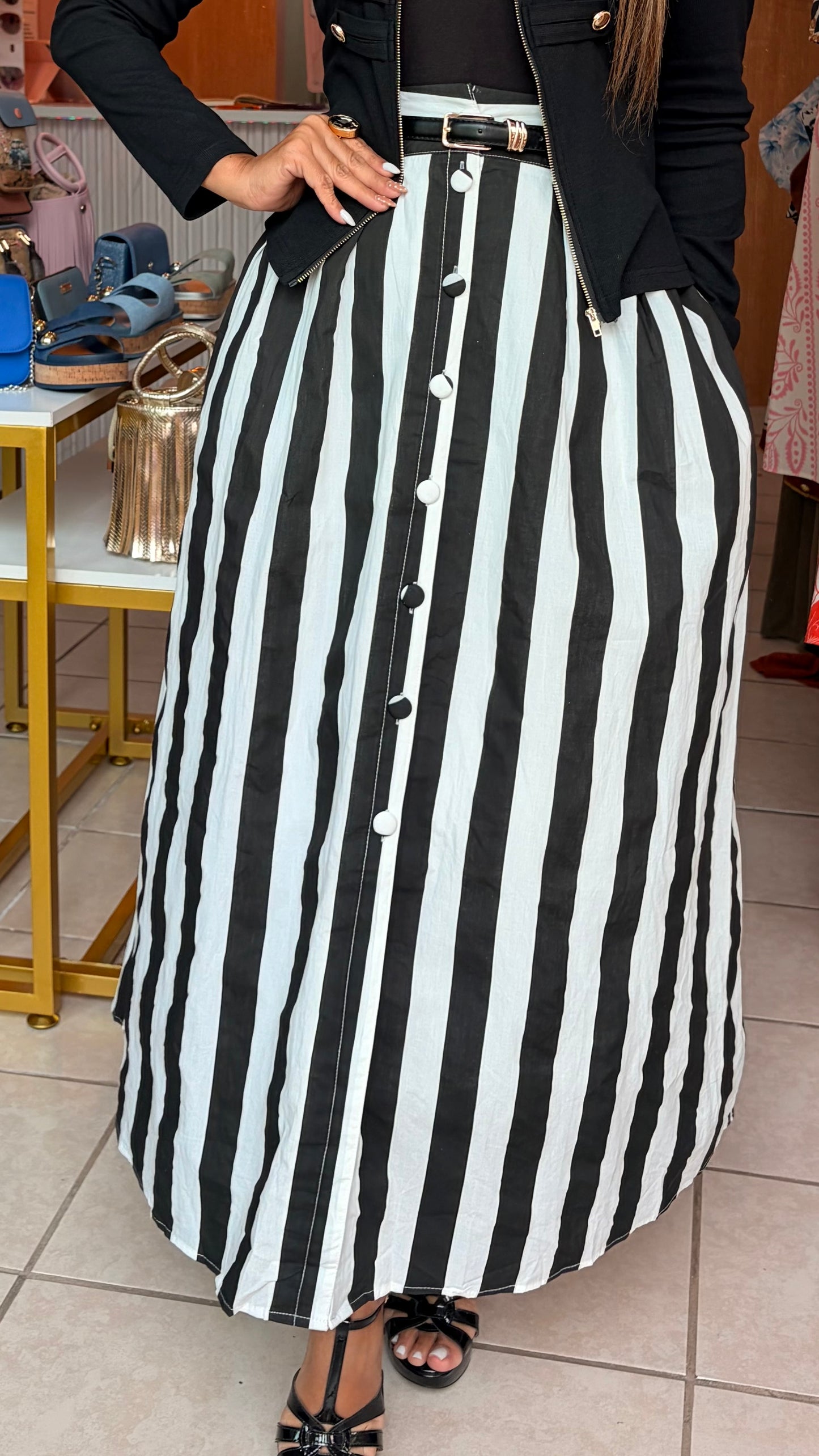 Black Stripe Skirt