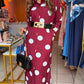Burgundy Polka Dot Shirt Dress