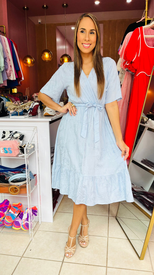 Baby Blue Embroidery Dress