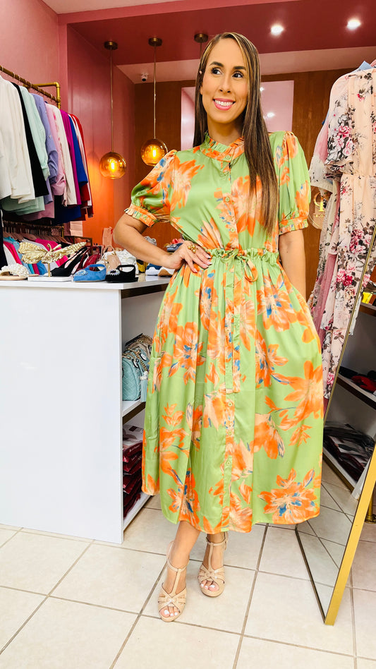 Green Mix Midi Dress