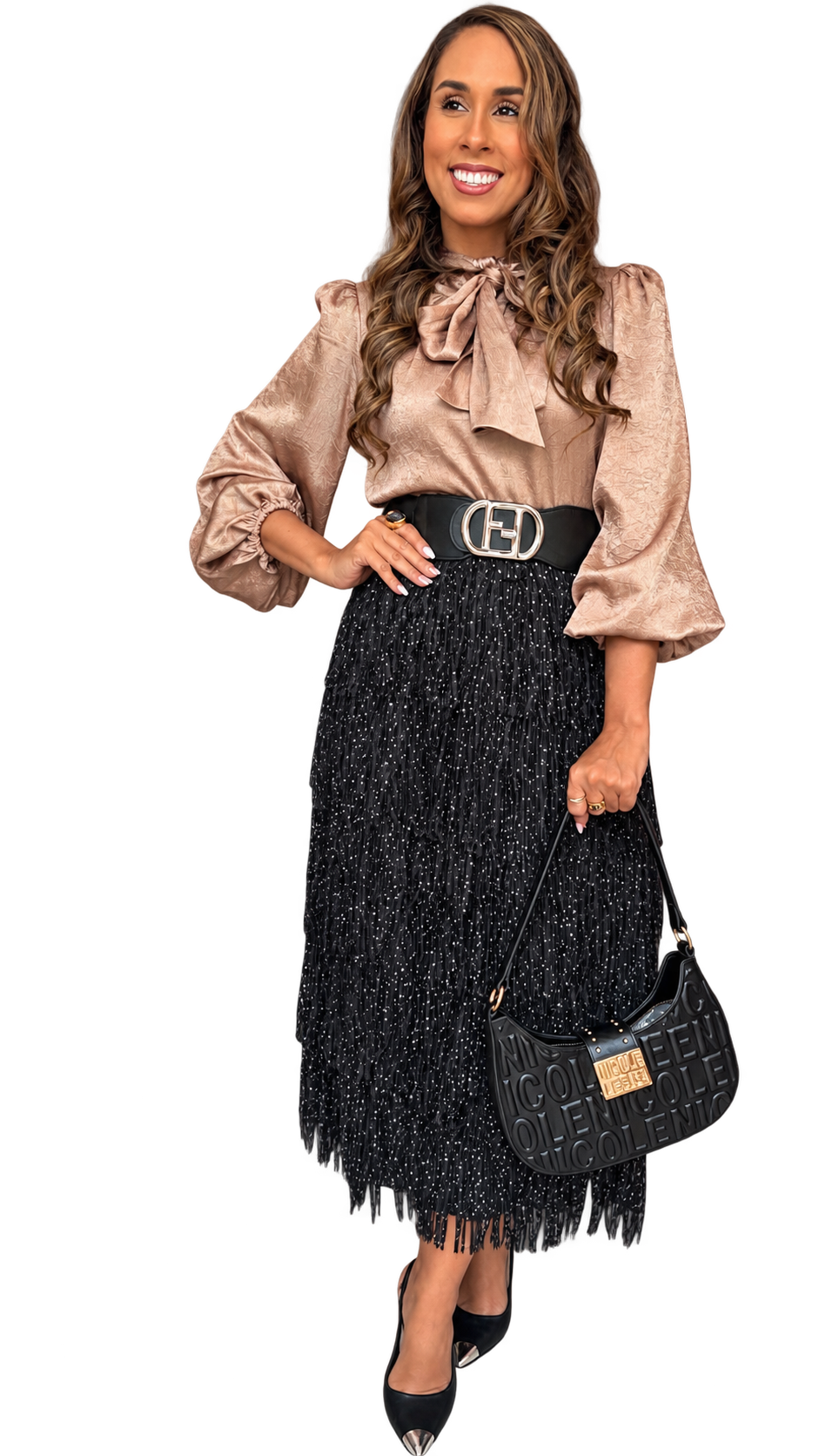Amélie Bow Blouse- Champagne