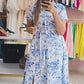 Printed Blue Midi Dress