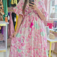 Pink & Turquoise Boho Maxi Dress