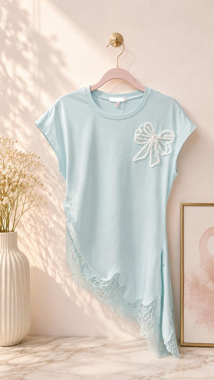 Mint Lace Bow Top