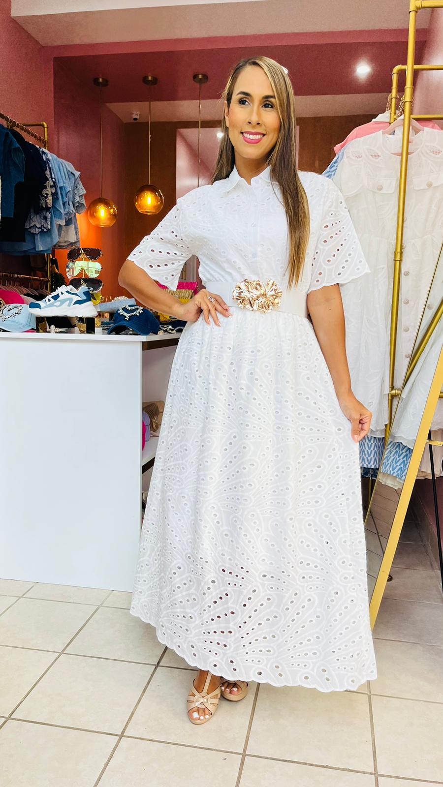 Eyelet Shirt and Skirt Set