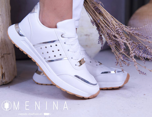 Tennis blanco y plata