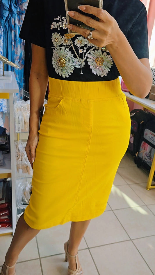 Yellow Denim Skirt