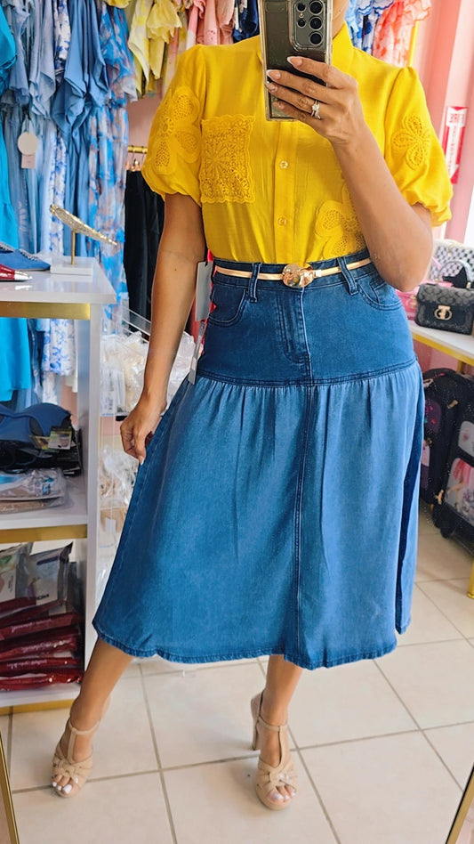 Midi Denim Skirt