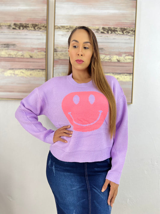 Happy Face Lilac Sweater