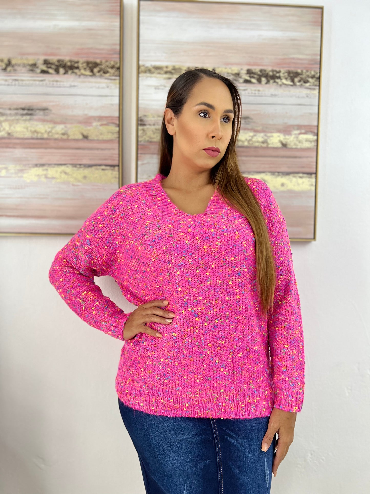 Pink Fuchsia Multi Sweater