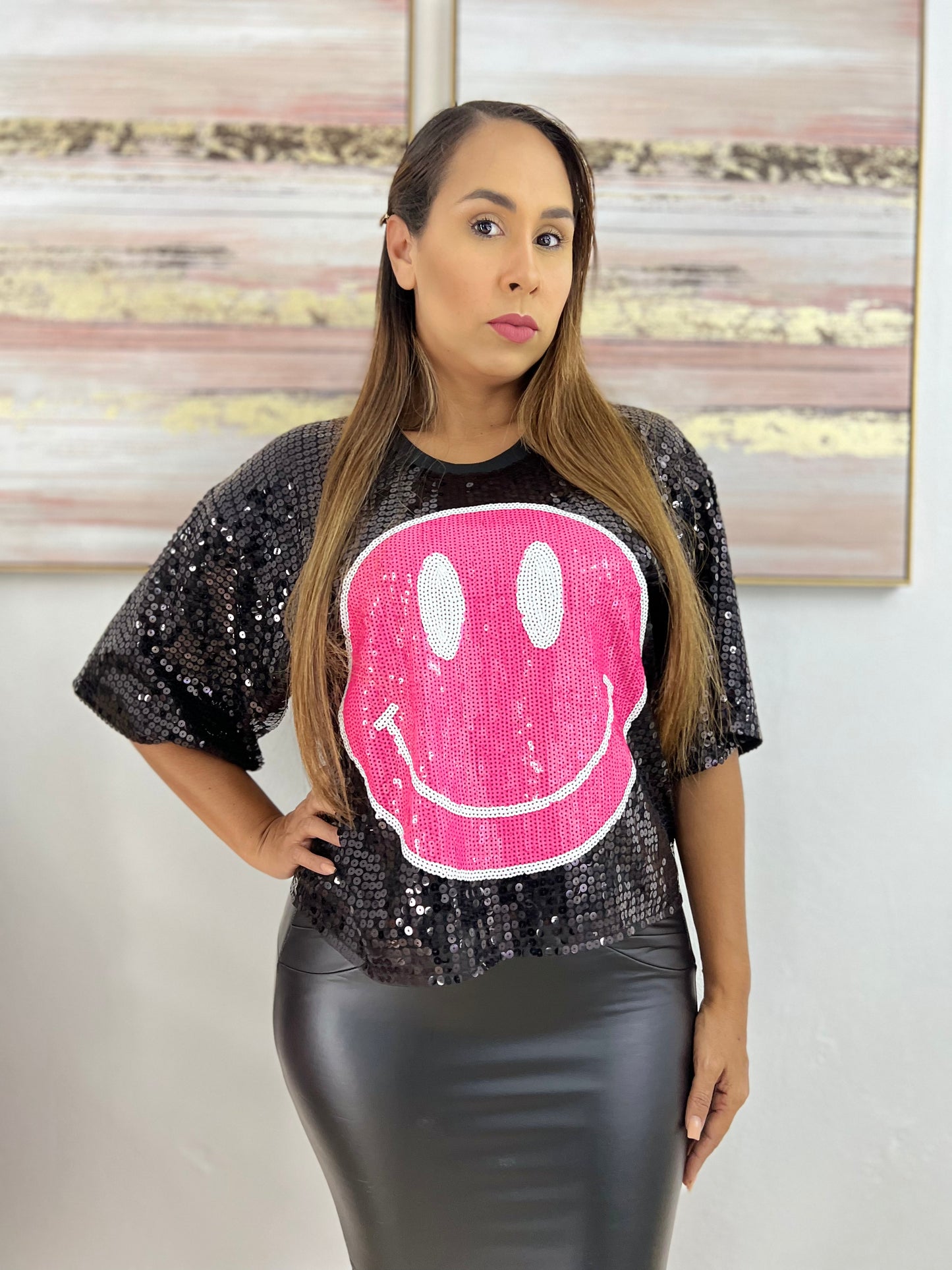 Happy Face Sequins Top